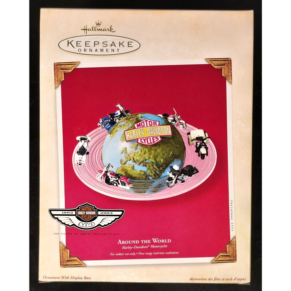 Hallmark Harley-Davidson Motor Cycles AROUND THE WORLD Sound & Motion Ornament - Picture 1 of 7